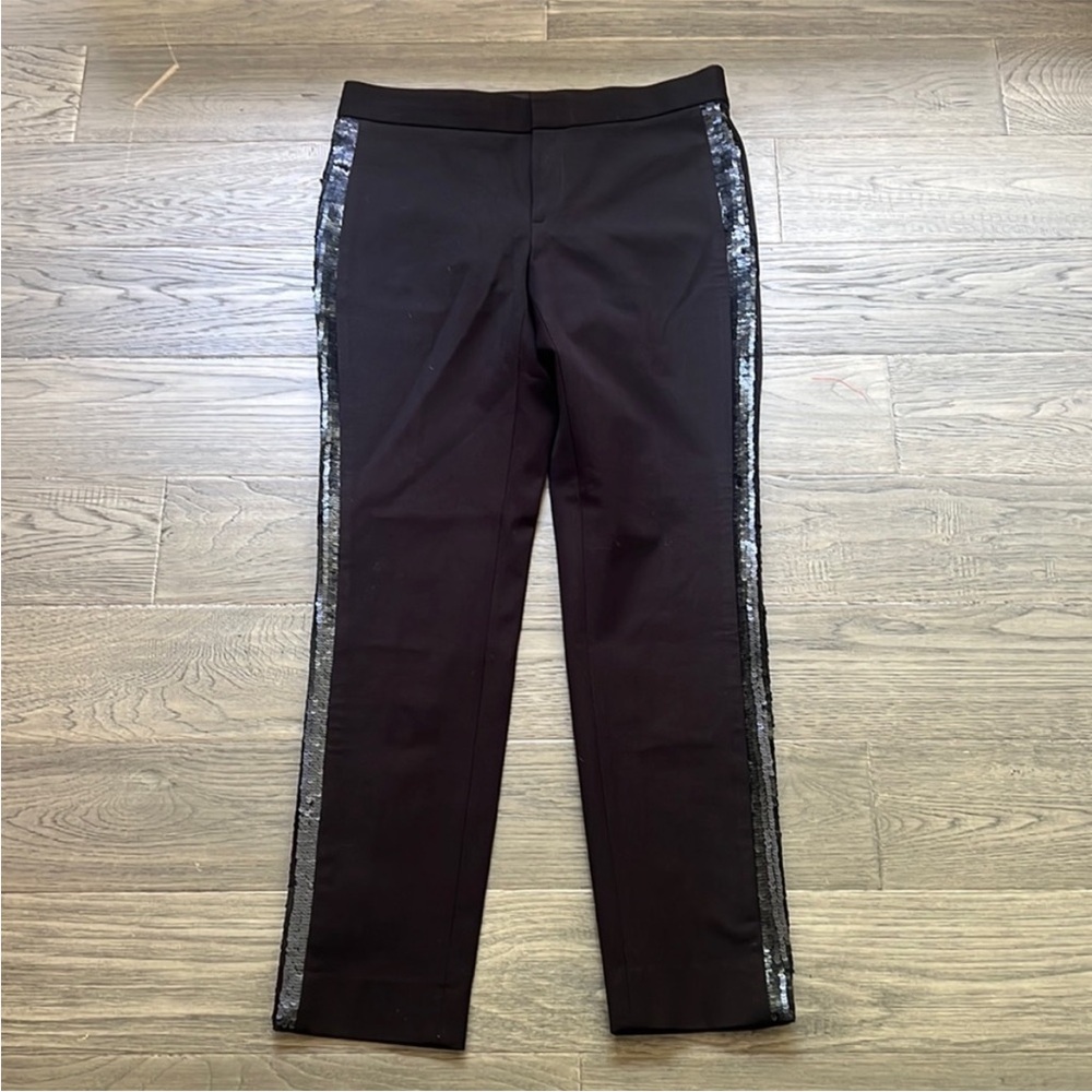 Banana Republic Black Ankle Cropped Sequin tuxedo Pants